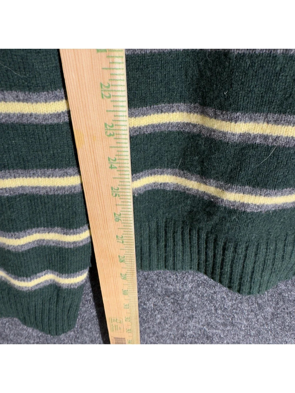 J. Crew Sweater Pullover Men XL Green Striped Knit Wool Long Sleeve Soft Cozy